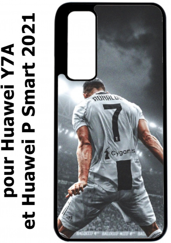 Coque pour Huawei Y7a Cristiano Ronaldo club foot Turin Football stade - coque noire TPU souple (Y7a)