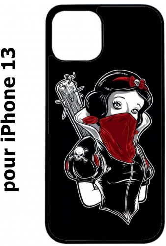 Coque pour iPhone 13 Blanche foulard Rouge Gourdin Dessin animé - coque noire TPU souple