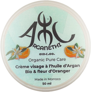 Crème de nuit soin visage à l'Argan bio & à la fleur d'Oranger