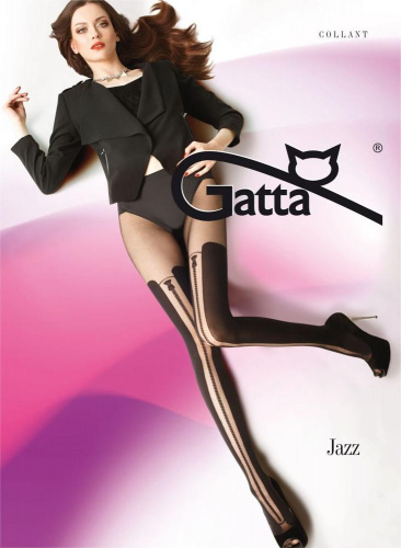 Gatta Jazz 06 Collant sexy fantaisie femme effet bas opaque zippée noir T2 T3 T4