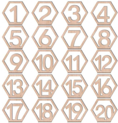 Numéros de table hexagones sur pied en bois (20 pièces)