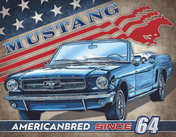plaque mustang americanfred since1964  41 x 32 cm tole garage