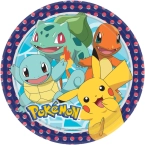 8 Assiettes en Papier Pokemon Pikachu et ses amis 23 cm - Amscan